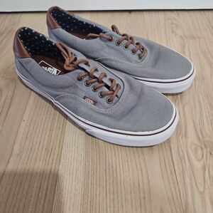 Vans Men's Gray Sneakers with Brown Details